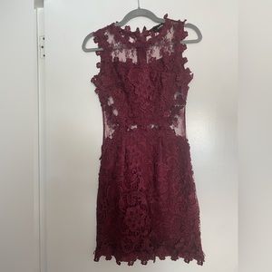 Lace one piece maroon dress